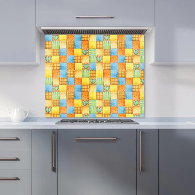 Warren Reed - Designer Baby Watercolour Blanket Pattern Kitchen Splashback in Yellow Size: 700mm x 650mm Yellow Unisex 700mm x 650mm