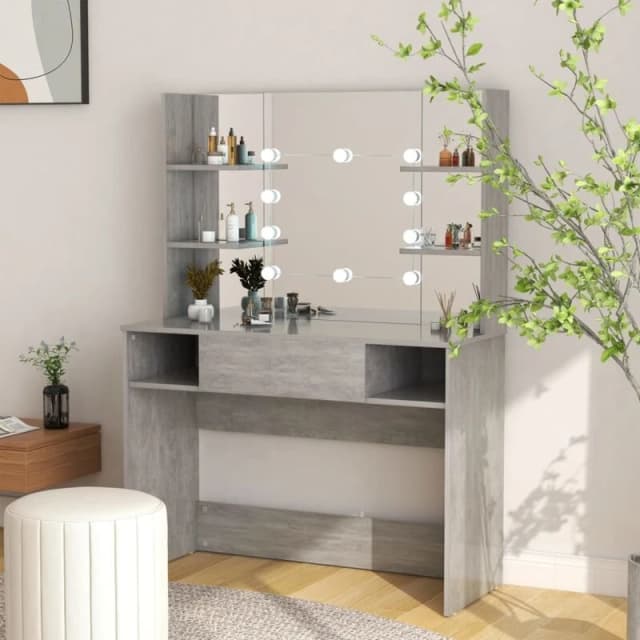 VIDAXL Makeup Table with LED Lights 100x40x135cm mdf Concrete Grey Vidaxl 8720286391709
