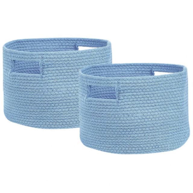 Beliani Set Of 2 Baskets Chiniot Cotton Light Blue