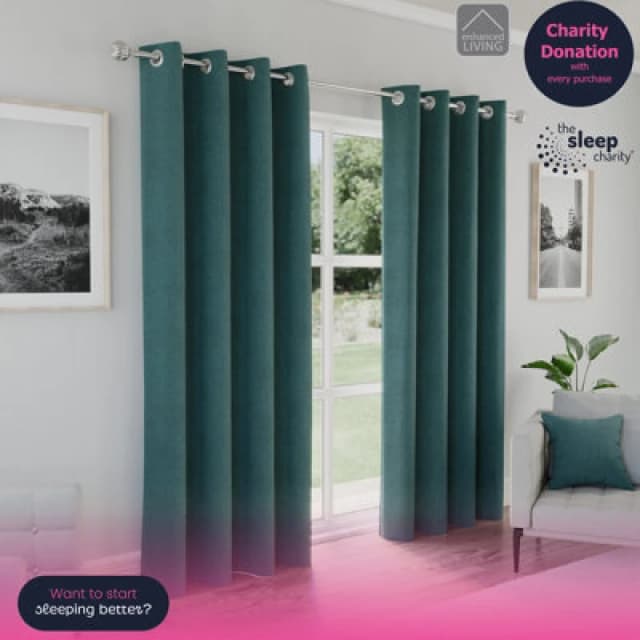 Austin Thermal Ready Made Eyelet Blackout Curtains Teal
