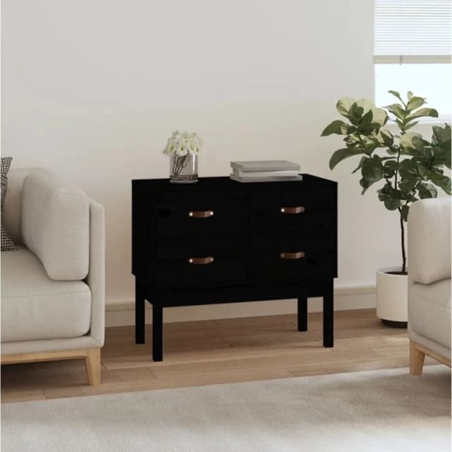 Vidaxl Console Cabinet Black 90X40X78cm Solid Wood Pine, Black 821743