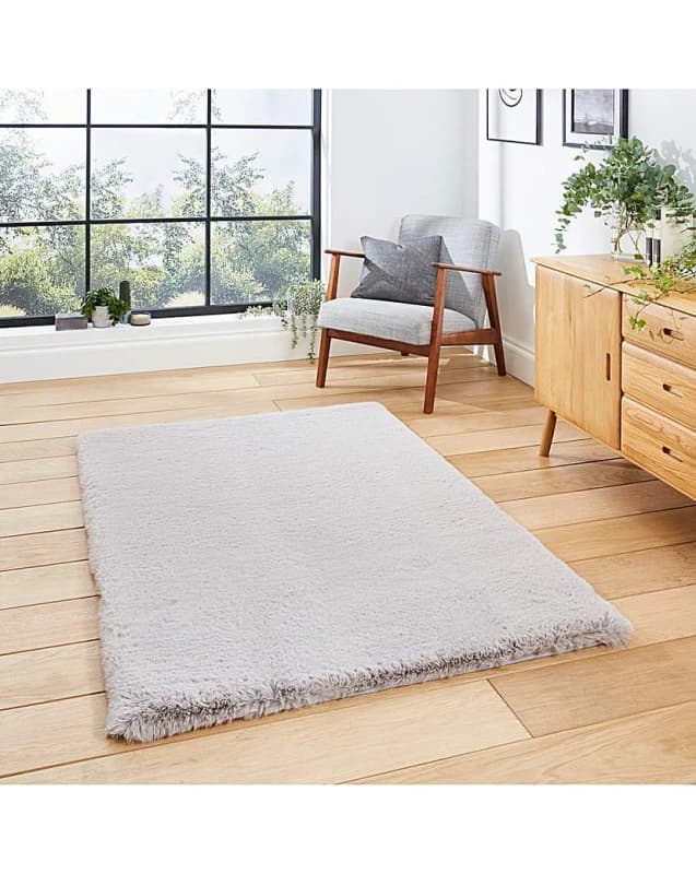 Super Teddy Rectangle Rug Silver