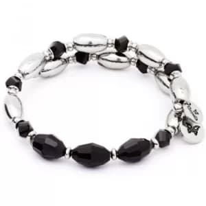 Ladies Chrysalis Silver Plated Gaia Fire Black Wrap Bangle