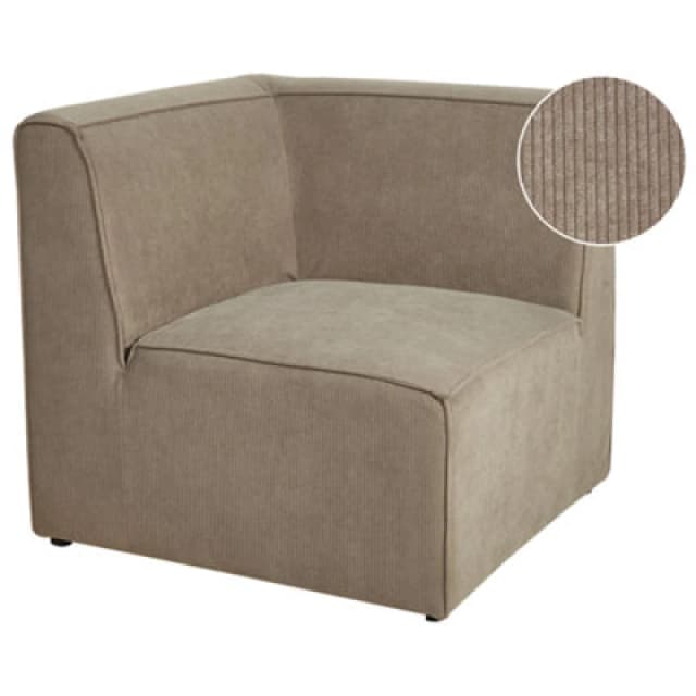 Beliani Corner Seat Lemvig Corduroy Taupe