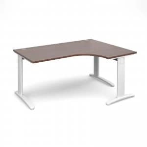 TR10 Deluxe Right Hand Ergonomic Desk 1600mm - White Frame Walnut Top