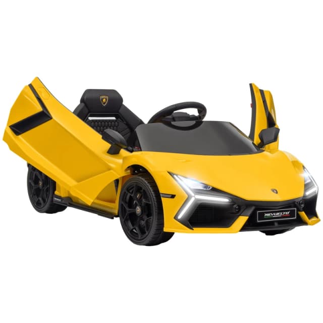 Aiyaplay Lamborghini Revuelto Licensed Ride On Car W/ Suspension - Yellow, Yellow 370-330V70YL