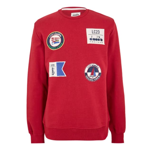 Diadora Mens Sailing Patch Crew Sweatshirt Red male Small