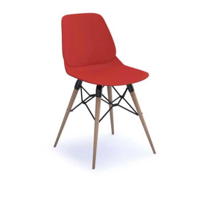 Strut Multi - Purpose Chair with Oak Frame and Black Detailing - Red