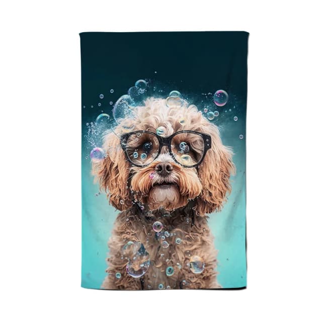 Warren Reed - Designer Cavapoo Dog With Glasses Splashart Tea Towel Multicolor Unisex
