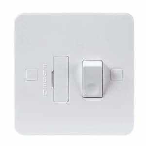KnightsBridge Pure 9mm 13A White Switched Connection Unit DP Fused Electric Plate