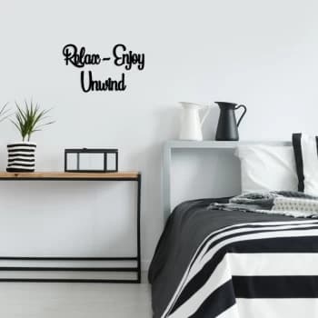 Relax - Enjoy - Unwind Black Decorative Wooden Wall Accessory
