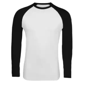 SOLS Mens Funky Contrast Long Sleeve T-Shirt (L) (White/Deep Black)