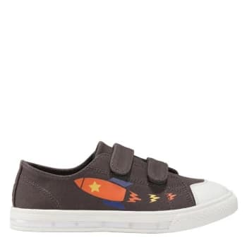 Fabric Flash Canvas Trainers Childrens - Grey
