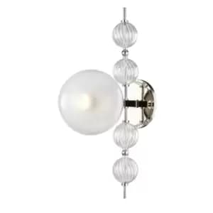 Calypso 1 Light Wall Sconce Polished Nickel, Glass
