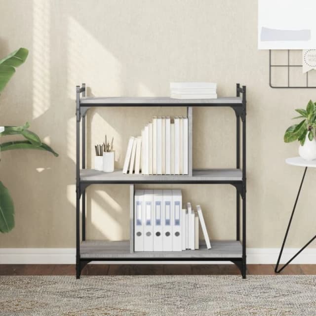 Vidaxl Bookcase 3-tier Grey Sonoma 76X32X88cm Engineered Wood, Grey 833933