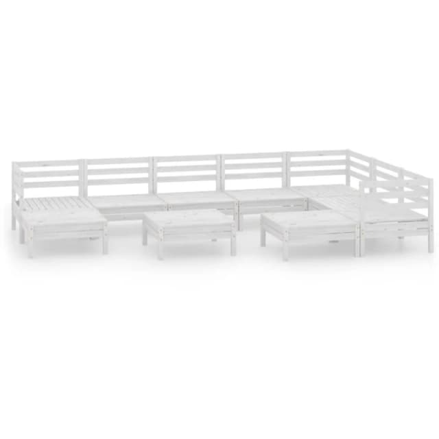 VIDAXL 10 Piece Garden Lounge Set Solid Wood Pine White Vidaxl 8720286687857