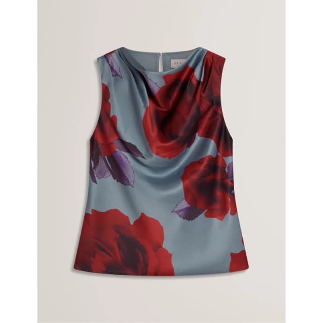 Ted Baker Womens Print Sleeveless Shirt Lt-Blue female 8 (XS)