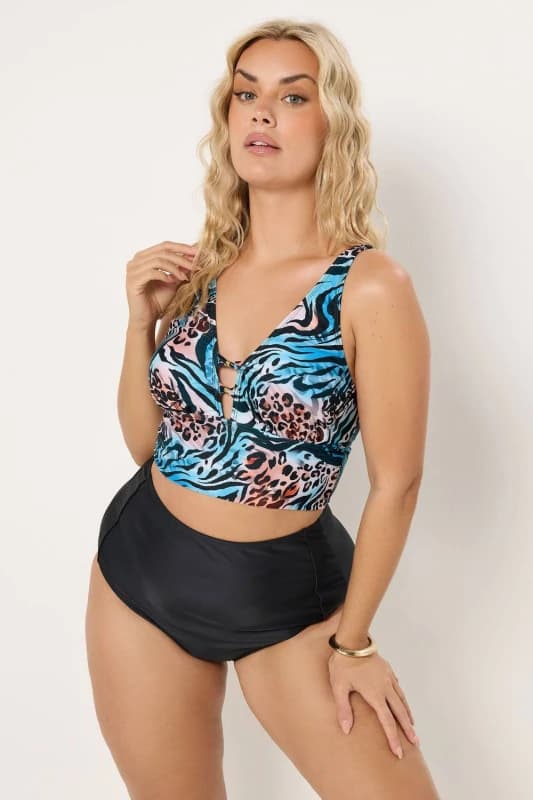 Yours Womens Animal Plunge Bikini Top Size: 16 Multicolor Female 16