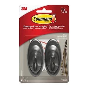 Command Terrace Hooks Slate Grey Pack of 2