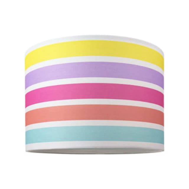 Happy Homewares Modern And Cute Multi Coloured Rainbow Stripe Cotton Fabric Lamp Shade - 12