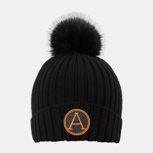 Arctic Army Womens Chunky Ribbed Bobble Hat Black/Orange female Ladies