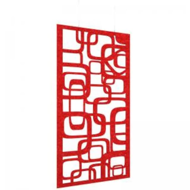 Piano Chords Acoustic Patterned Hanging Screens In Red H2400 x W1200mm with Hanging Wires And Hooks - Bygone