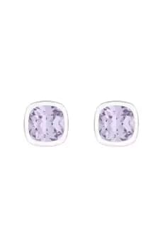Sterling Silver 925 Cubic Zirconia Besel Set Purple Stud Earrings
