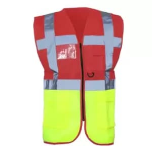 Yoko Hi-Vis Premium Executive/Manager Waistcoat / Jacket (2XL) (Red/Hi Vis Yellow)