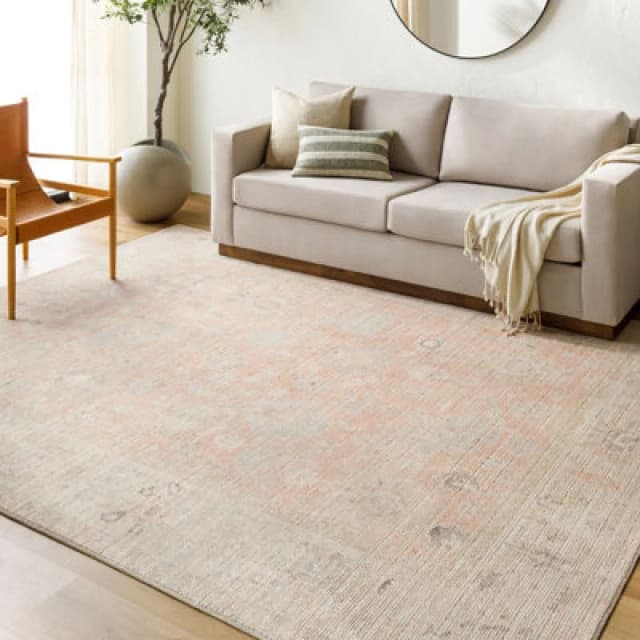Becki Owens X Livabliss Vintage Oriental Boho Dusty Pink Marlene Area Rug 117 X 170 Cm - Easy Care, Ideal For Living Room