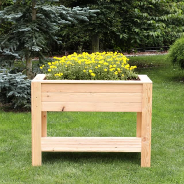 Dan Larch Timber Shallow Planter With Self 800X400mm