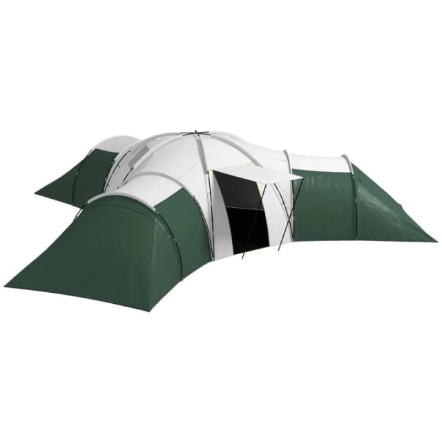 Outsunny Large Camping Tent with 3 Bedroom, Living Area and Porch for 6-9 Green