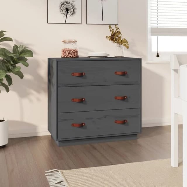 vidaXL Sideboard Grey 80x40x75cm Solid Wood Pine, Grey 820109
