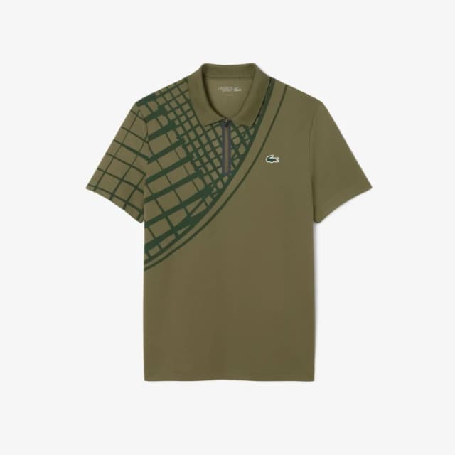 Lacoste Mens US Open Short-Sleeve Performance Polo Shirt Green E9F male L