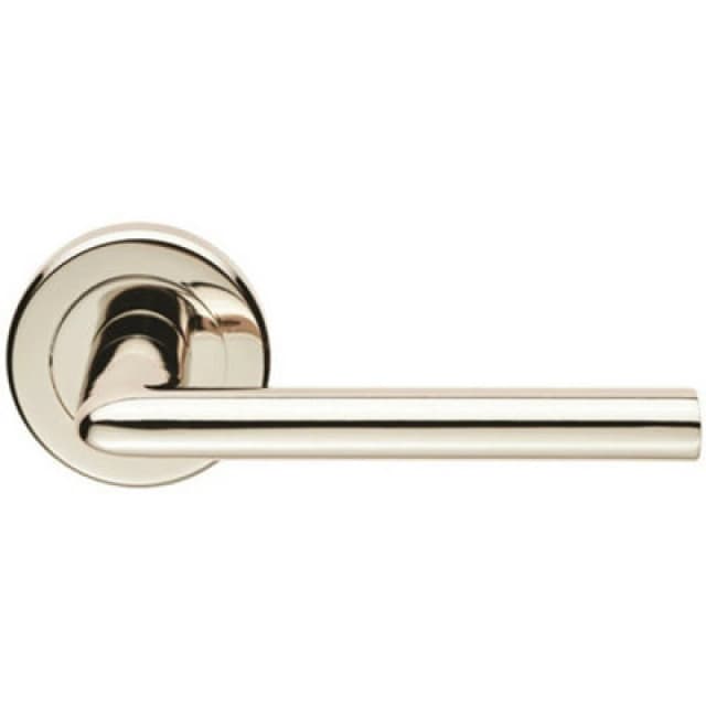 Loops PAIR Slimline Straight Bar Lever on Round Rose Concealed Fix Polished Nickel Metallics