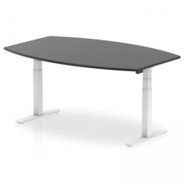 Dynamic High Gloss 1800mm Writable Boardroom Table Black Top White Height Adjustable Leg I003565