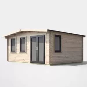 Power 14' x 16' Chalet Log Cabin - Right Side Double Door