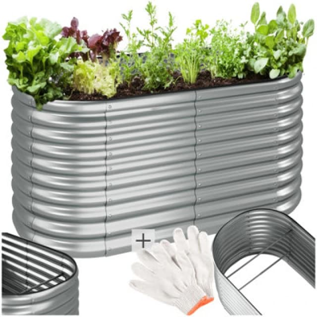 Tectake Raised Bed - For Gardens, 804 Litre Capacity, Galvanised, 160X80X80Cm 160 X 80 X 80 Cm - Silver