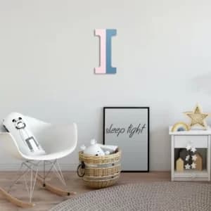 Alphabet I Multicolor Decorative Wooden Wall Accessory