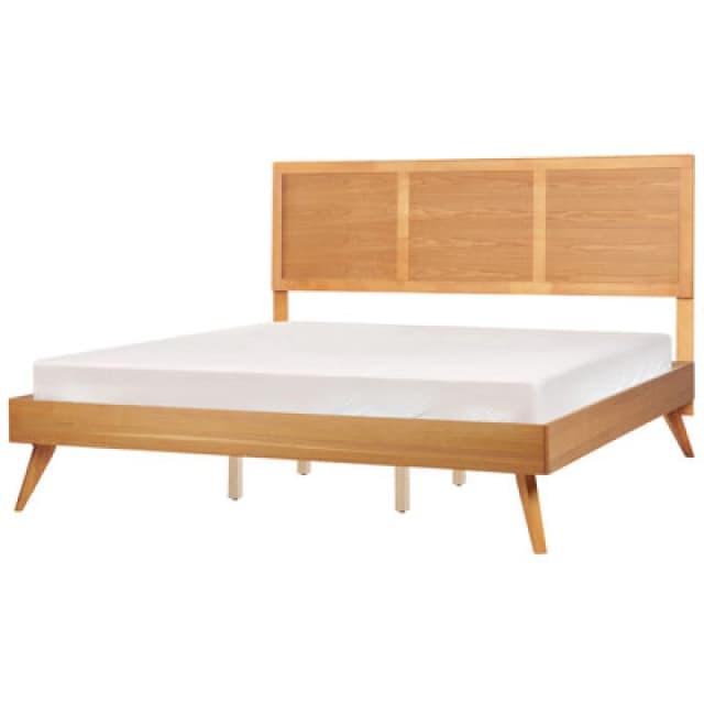 Beliani Bed Istres 180 X 200 Cm (Eu Super King) Natural Ash Wood