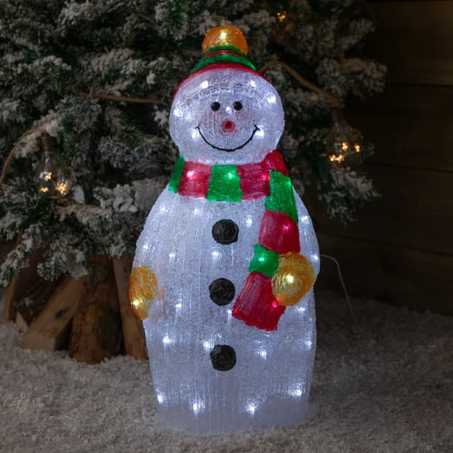 55cm Light up Christmas Ice Snowman Decoration with 70 Cool White LEDs