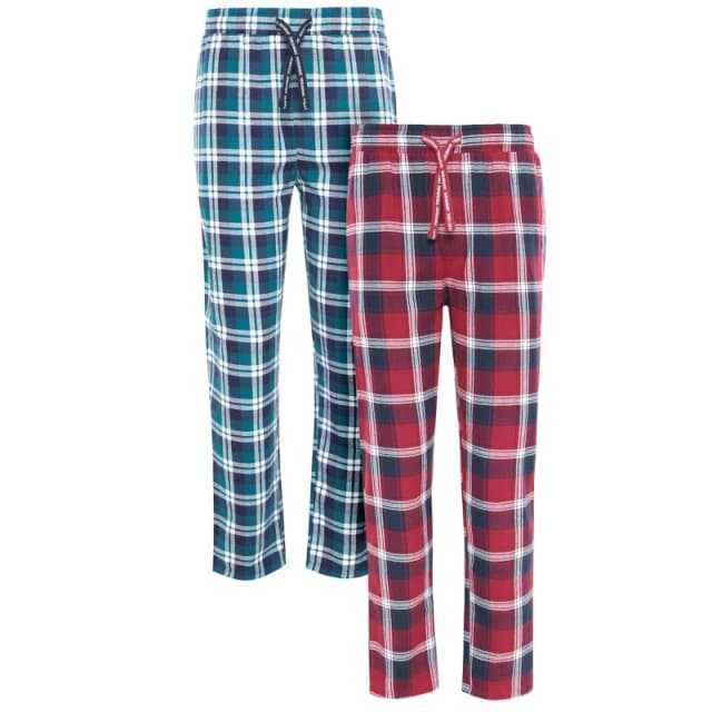 Threadbare 2 Pack Check 'Lowell' Cotton Pyjama Trousers Navy