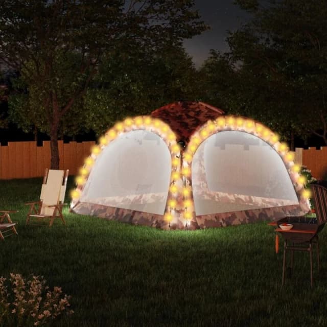 VIDAXL Party Tent with LED and 4 Sidewalls 3.6x3.6x2.3 m Camouflage Vidaxl 8720286152591