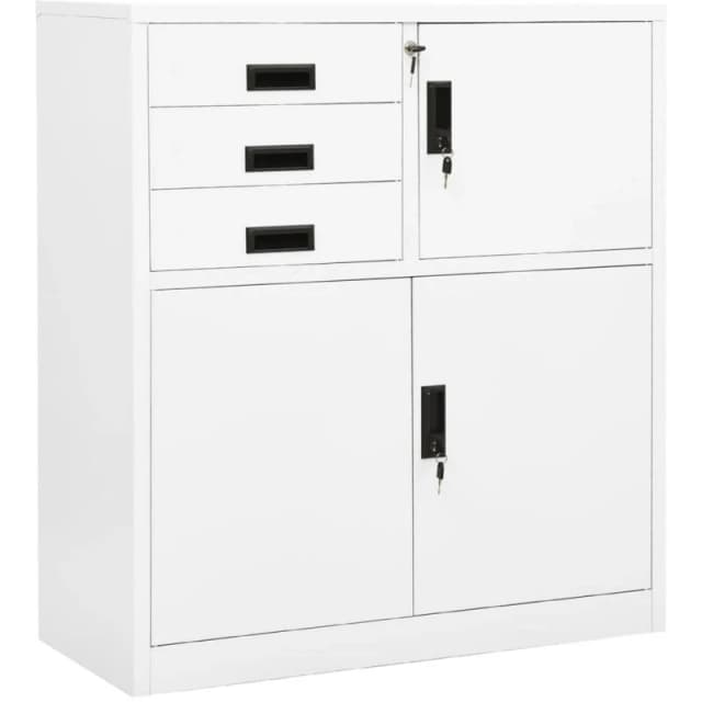 VIDAXL Office Cabinet White 90x40x102cm Steel Vidaxl 8720286566145