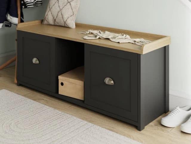 GFW Lancaster 2 Door Shoe Bench Black