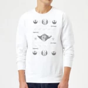 Star Wars Yoda Sabre Knit White Christmas Sweatshirt - XL - White