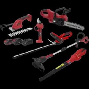 Sealey SV20 20v Cordless 6 Piece Garden Maintenance Power Tool Kit 1 x 2ah & 1 x 4ah Li-ion Charger