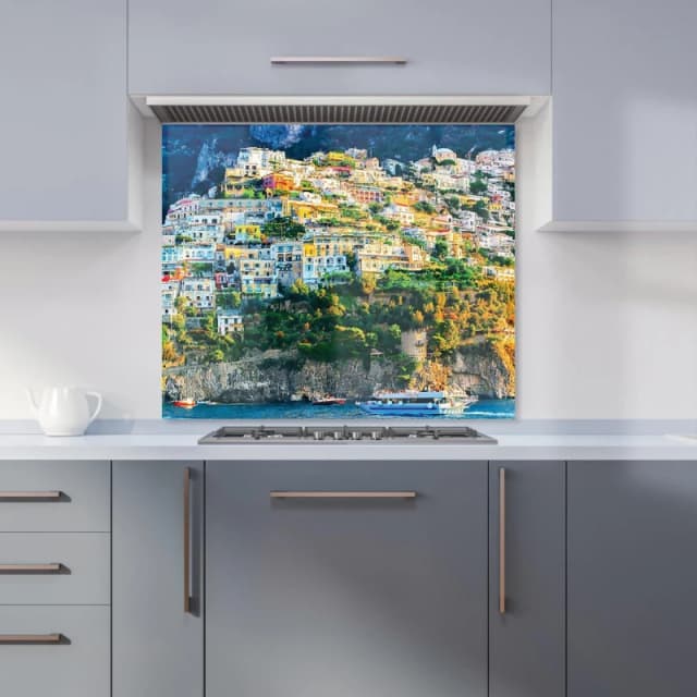 Warren Reed - Designer Positano, Amalfi Coast Kitchen Splashback in Green Size: 600mm x 750mm Green Unisex 600mm x 750mm