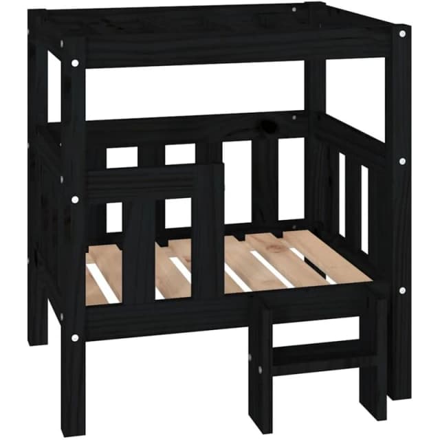 VIDAXL Vidaxl - Dog Bed Black 65.5x43x70cm Solid Wood Pine 822376