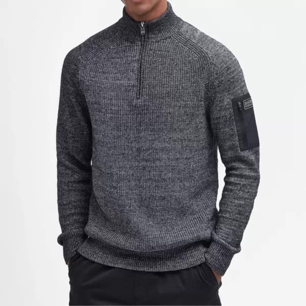 Barbour International Mens Ammeter Half Zip Knitted Jumper - Black - L