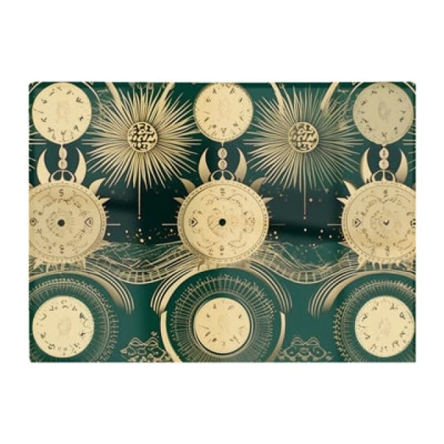 Warren Reed Designer Green Moon And Sun Abstract Pattern Glass Chopping Board